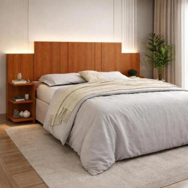 Imagem de Cabeceira Cama Box Casal Versare Vita com Mesa de Cabeceira toda em MD