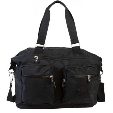 Imagem de Bolsa Feminina Grande Nylon Impermeável Tiracolo Multi Bolsos Academia