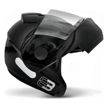 Imagem de Capacete Moto EBF E8 Articulado Robocop Desenho Solid, Preto Brilho, 5