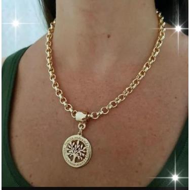 Imagem de Colar Feminino Elo Português Folheado PingentE Árvore Da Vida - REALIZ