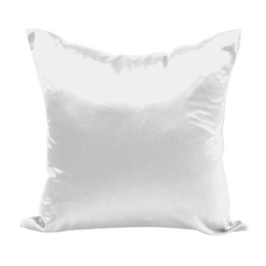 Imagem de Capa Almofada Sala Quarto Cozinha 40x40 Cetim Zíper 02 Un Cor: Branca 