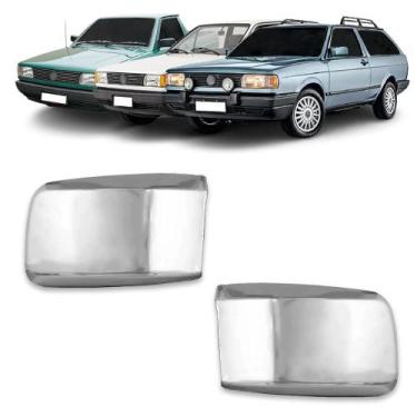Imagem de Par Aplique Cromado para Capa Retrovisor Gol Parati Saveiro G1 1988 19