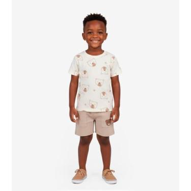 Imagem de Conjunto Infantil Camiseta e Bermuda Trick Nick Bege, M, Bege