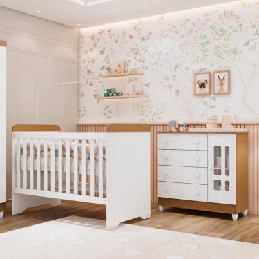 Imagem de Quarto Bebê Berço Americano 3 em 1 Gabrielle Cômoda Infantil Fraldário Ariel 100% MDF B...