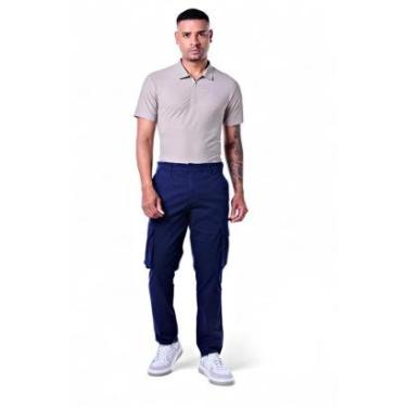 Imagem de Calça Cargo Masculina Chino Casual Elastano Pacific Blue-Masculino