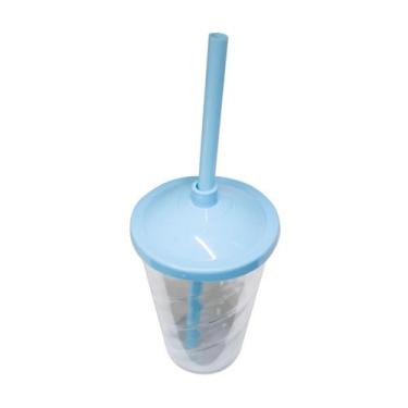 Imagem de 10 Copos Twister Com Tampa e Canudo Cristal Colorido 400ml - M&Ca Plás