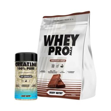 Imagem de Kit Whey Protein 900g Creatina Pura 120 Cápsulas Alta Concentração Pro