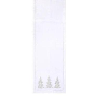 Imagem de Caminho de mesa branco c/ pinheiros - 40 x 180cm - Cromus