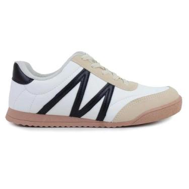 Imagem de Tênis Feminino Mississipi Jogging Casual Salto Baixo, 38, Preto branco