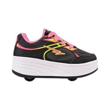 Imagem de Tênis Infantil Rodinha Removível Mini Pé Skatênis MP1361, 33, Preto, P
