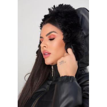 Imagem de Jaqueta Puffer Feminina Peluciada Com Capuz Mangas Q Remove - ANNE GUE