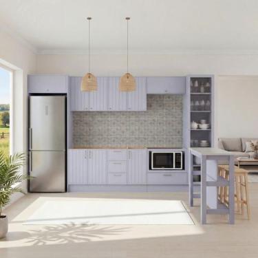 Imagem de Cozinha Modulada 10 Peças sem Tampo com Cristaleira e Ilha Marselha Ca