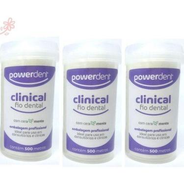 Imagem de Fio Dental Dente 500m Menta Profissional Econômico Kit Com 3 - PowerDe