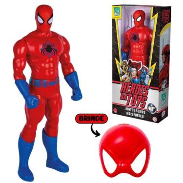 Imagem de Boneco Homem Grande Aranha Heróis Articulado 42cm + Mascara Infantil -