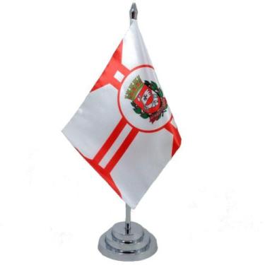 Imagem de Bandeira Mesa Dupla Face Mun. São Paulo Mastro 29 Cm Alt - SP Bandeira