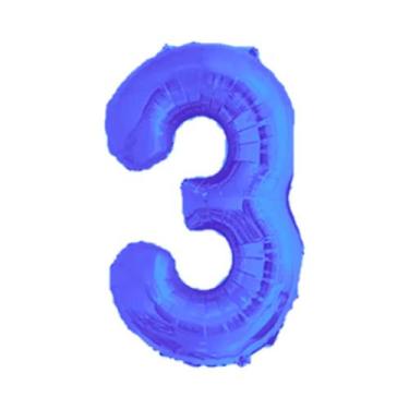 Imagem de Balão De Número Grande Azul Metalizado 40cm - PartiuFesta, 3