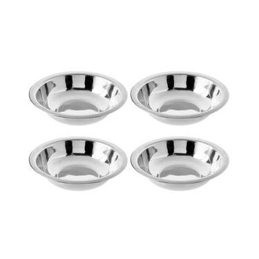 Imagem de Conjunto 4 Tigelas Fundas Redondas 14cm Bowls em Aço Inox 225ml Hercules Prata