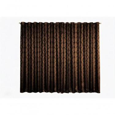 Imagem de Cortina Jacquard 4,00x2,70 para Varão Sala Marrom-escuro Avelã Ludatex
