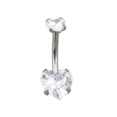 Imagem de Piercing Umbigo Aço Cirúrgico Coração com Zircônias - M2 Piercing