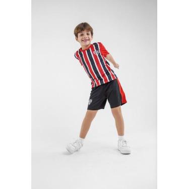 Imagem de Conjunto Mini Craque São Paulo Infantil Vermelho e Preto - - Braziline