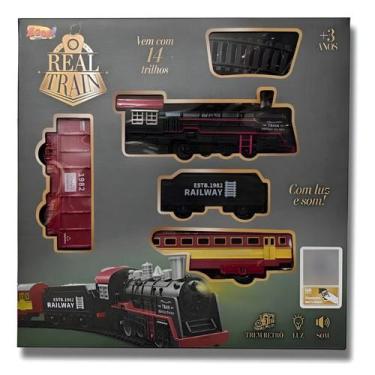 Imagem de Trem Locomotiva Elétrico Infantil Real Train com Luz e Som  14 Trilhos