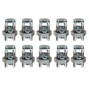 Imagem de Kit 10 Conector Parafuso Fendido Cabos Fios 25mm Split Bolt - INTELLI