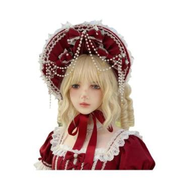 Imagem de Chapéu Boné Vitoriano Feminino Vermelho Clássico para Festa de Chá e H