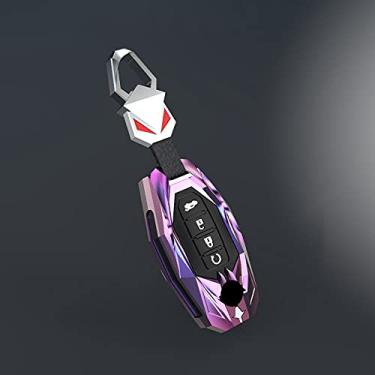 Imagem de YJADHU Porta-chaves de liga de zinco para chaveiro de carro capa, apto para Nissan Versa Maxima Rogue Armada Sentra Qashqai X-Trail Infiniti FX35 QX50, cor chave E
