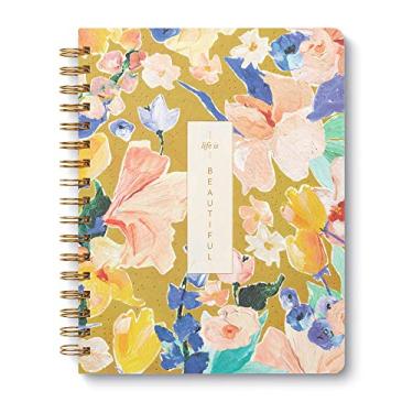 Imagem de Compendium Caderno espiral - Life Is Beautiful — Um caderno espiral de designer com 192 páginas pautadas, pautado para faculdade, 19,5 L x 24,5 cm A