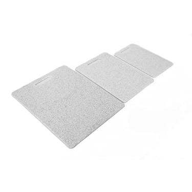 Imagem de Conjunto de tábua de corte, tábua de corte segura para máquina de lavar louça 3 unidades para carne para casa para cozinha para restaurante de(Tábua de corte de pedra de imitação branca)