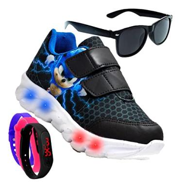 Imagem de Tenis De Led Masculino Calce Facil Infantil Meninos Estilo Original + Brindes Cor:Bege