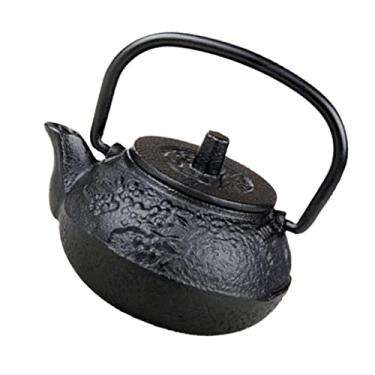 Imagem de Chaleira de ferro fundido japonês da Homozy, chaleira de ferro fundido, segura para fogão, com design de folhas e bule de chá