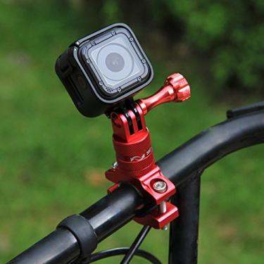 Imagem de PULUZ Suporte adaptador de guidão de alumínio para bicicleta com rotação de 360 graus com parafuso para câmera DJI Osmo Action Hero 7 preto/Hero 6/Hero 5 Hero 4 Session Xiaoyi MiJiaSport (vermelho)