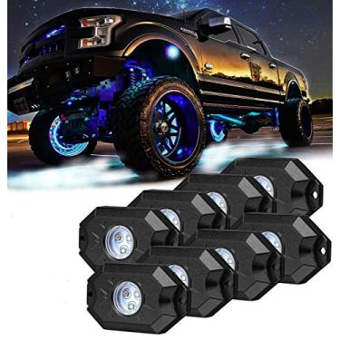 Imagem de 8 peças de luzes de rocha brancas resistentes, luz de cama, interior exterior, barco, RZR, pods