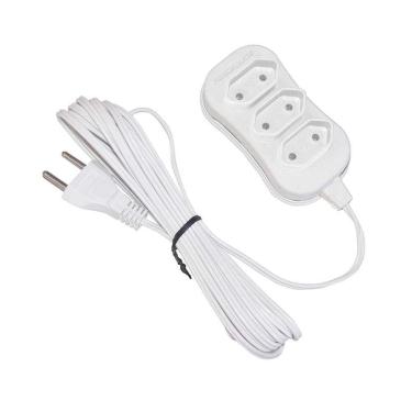 Imagem de Extensão elétrica 3 metros 3 tomadas bivolt branco Force Line Forceline