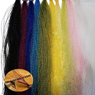 Imagem de GREATFISHING 230 fios, 10 melhores cores/conjunto brilhante cristal flash flashabou Tinsels Fly linha de pesca anzol isca flash moscas decoração material de amarrar moscas secas moscas secas
