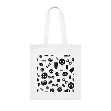 Imagem de Sacola de padrão sem costura grafite, presente divertido, bolsa de ombro, bolsas reutilizáveis, cesta de Natal de aniversário ideia de presente, Branco