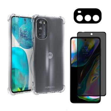 Imagem de Capa Capinha Compatível Com Moto G82 5G + Película Privacidade Anti Spy Privacy + Proteção da Lente da Câmera - (Hard Glass Store)