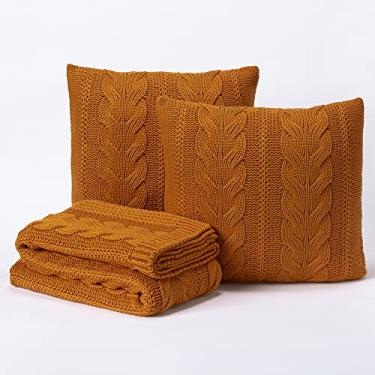 Imagem de Kit Peseira Manta Sofa Cama King 260x60cm + 2 Capas de Almofada Tricot Viena