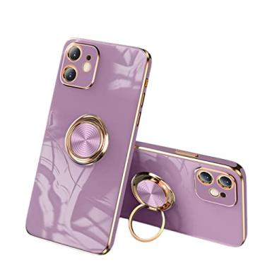 Imagem de ZiEuooo Capa de telefone macia com suporte de anel magnético de carro compatível com Xiaomi Mi 12 11 10 Ultra Pro Lite T Shell. Capa de suporte elegante e fina leve (roxa, 11 Uitra)