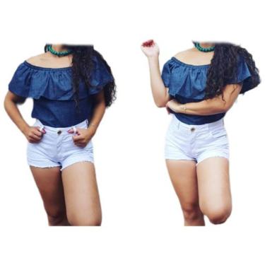 Imagem de Blusa Cropped Jeans Feminina Tendência