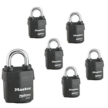 Imagem de Master Lock - Seis (6) Cadeados de Alta Segurança Série Pro 6121NKA-6 com Tecnologia BumpStop