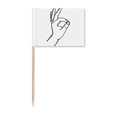 Imagem de OK Gesture Line Drawing Pattern Toothpick Flags Marker Topper Decoração de Festa