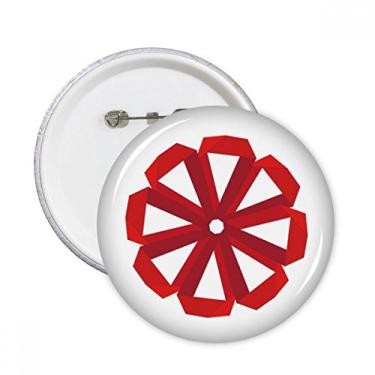 Imagem de Broche redondo abstrato vermelho flor origami broche crachá botão decoração acessório 5 peças
