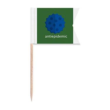 Imagem de Bandeiras de palitos de dente de desinfecção de prevenção de epidemia marcação para bolo de festa comida prato de queijo