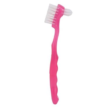 Imagem de Escova De Dentes Falsos, Escova De Dentes Falsos, Escova De Limpeza De Dentes Falsos, Remoção De Sujeira, Remoção De Placa, Ergonômica, Dupla Face, Macia, Segura Para (Rosa)