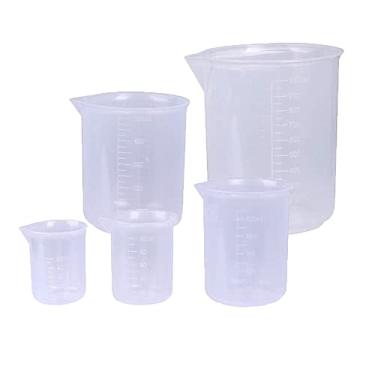 Imagem de Copos de mistura de resina 50/100/250/500/1000 ml, copos de medição líquidos, copo de plástico, copos de resina epóxi de graduação para alimentos de tinta epóxi de resina, uso em laboratório - 5 peças