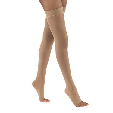 Imagem de JOBST Meias de Compressão Médica Ultrassheer 20-30, Bico Aberto, Altura da Coxa, Faixa de Silicone, Comprimento Curto Grande, Transparente, Feminino, Large Petite