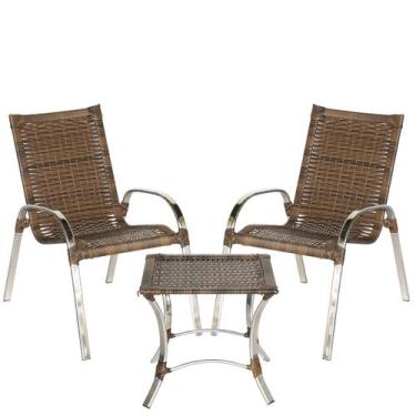 Imagem de Jogo 2 Cadeiras E 1 Mesa Baixa Colômbia Em Fibra E Alumínio Para Área
