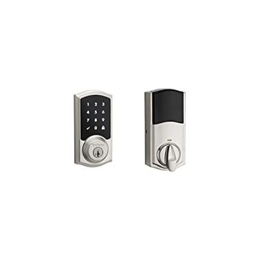 Imagem de Kwikset Fechadura eletrônica SmartCode com tela sensível ao toque 916 com segurança SmartKey e tecnologia ZigBee 3.0 em níquel acetinado tradicional, Zigbee Hub vendido separadamente